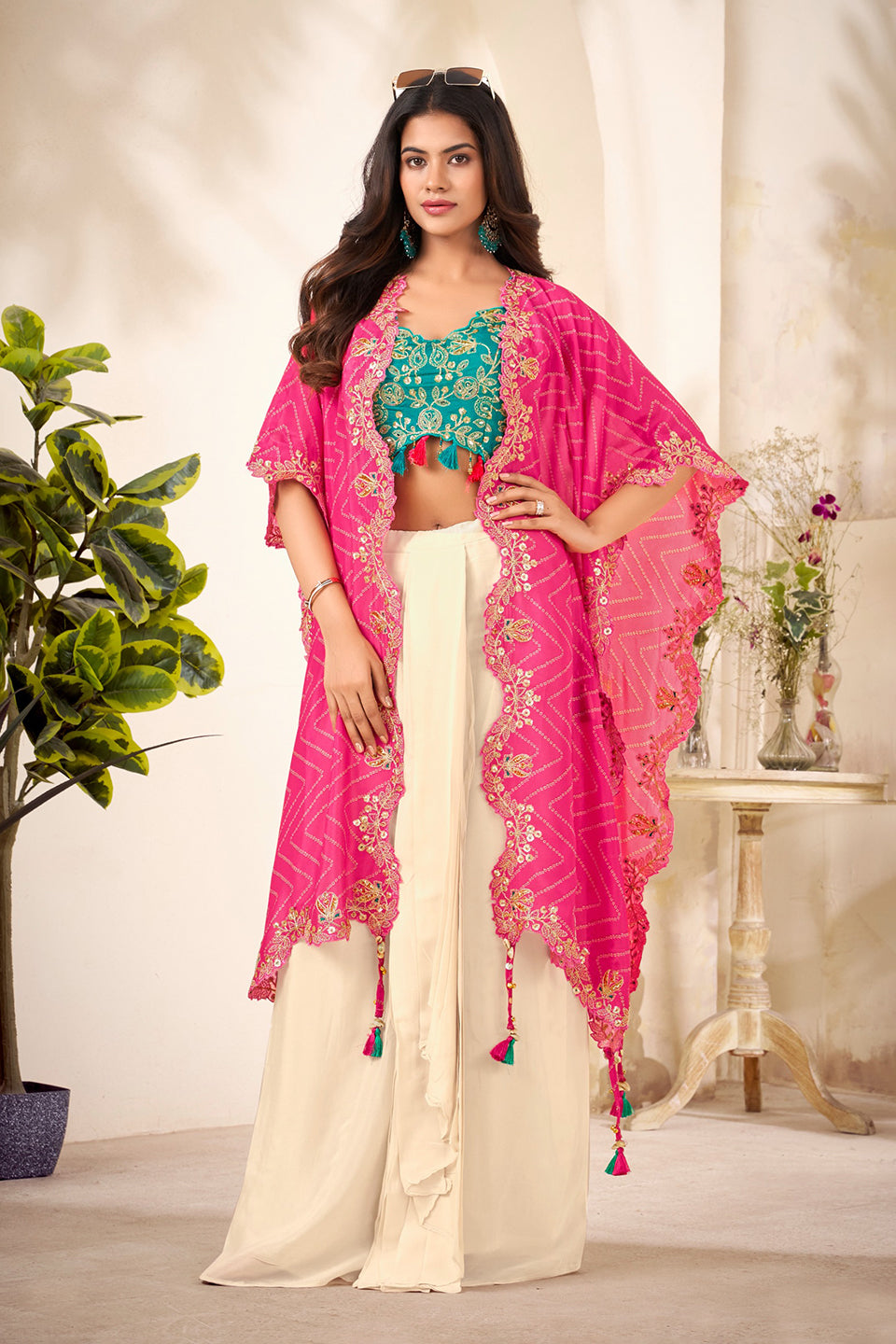 Rang-e-Sitaara Multicolour Georgette Indowestern Set