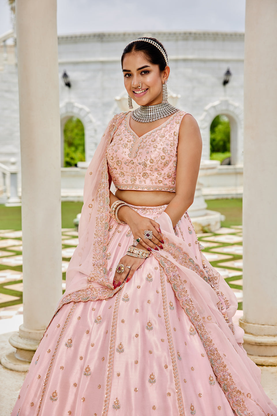 Gulabi Noor Crepe Lehenga Set