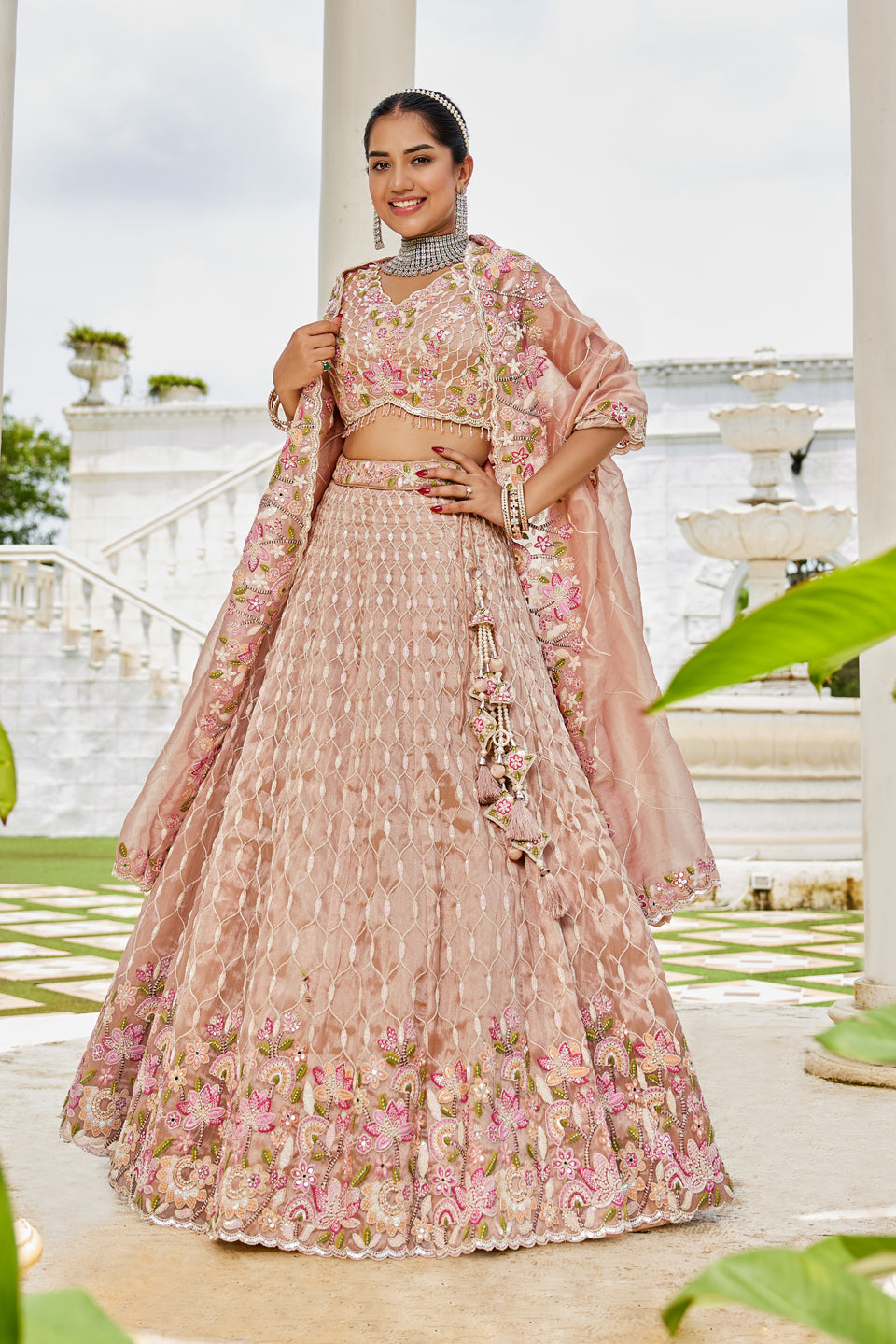 Sunehri Pehar Organza Lehenga Set
