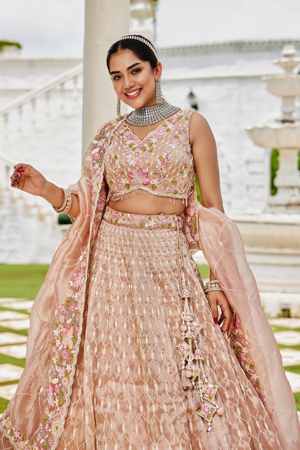 Sunehri Pehar Organza Lehenga Set