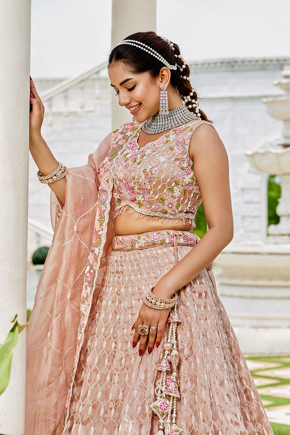 Sunehri Pehar Organza Lehenga Set