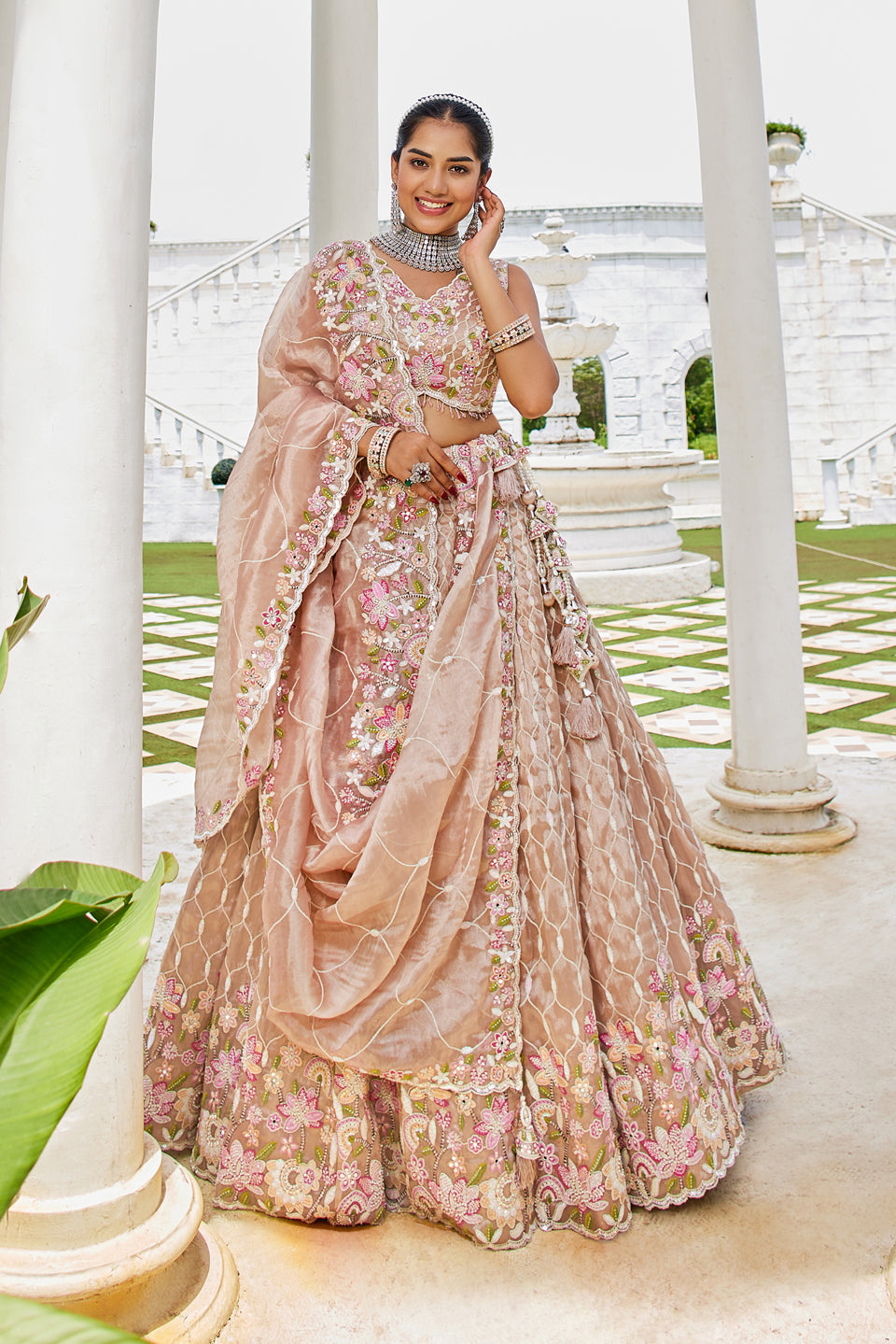 Sunehri Pehar Organza Lehenga Set