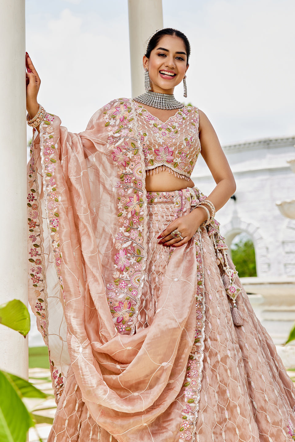 Sunehri Pehar Organza Lehenga Set