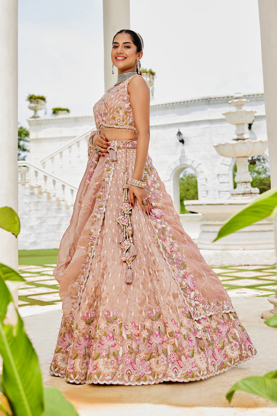 Sunehri Pehar Organza Lehenga Set