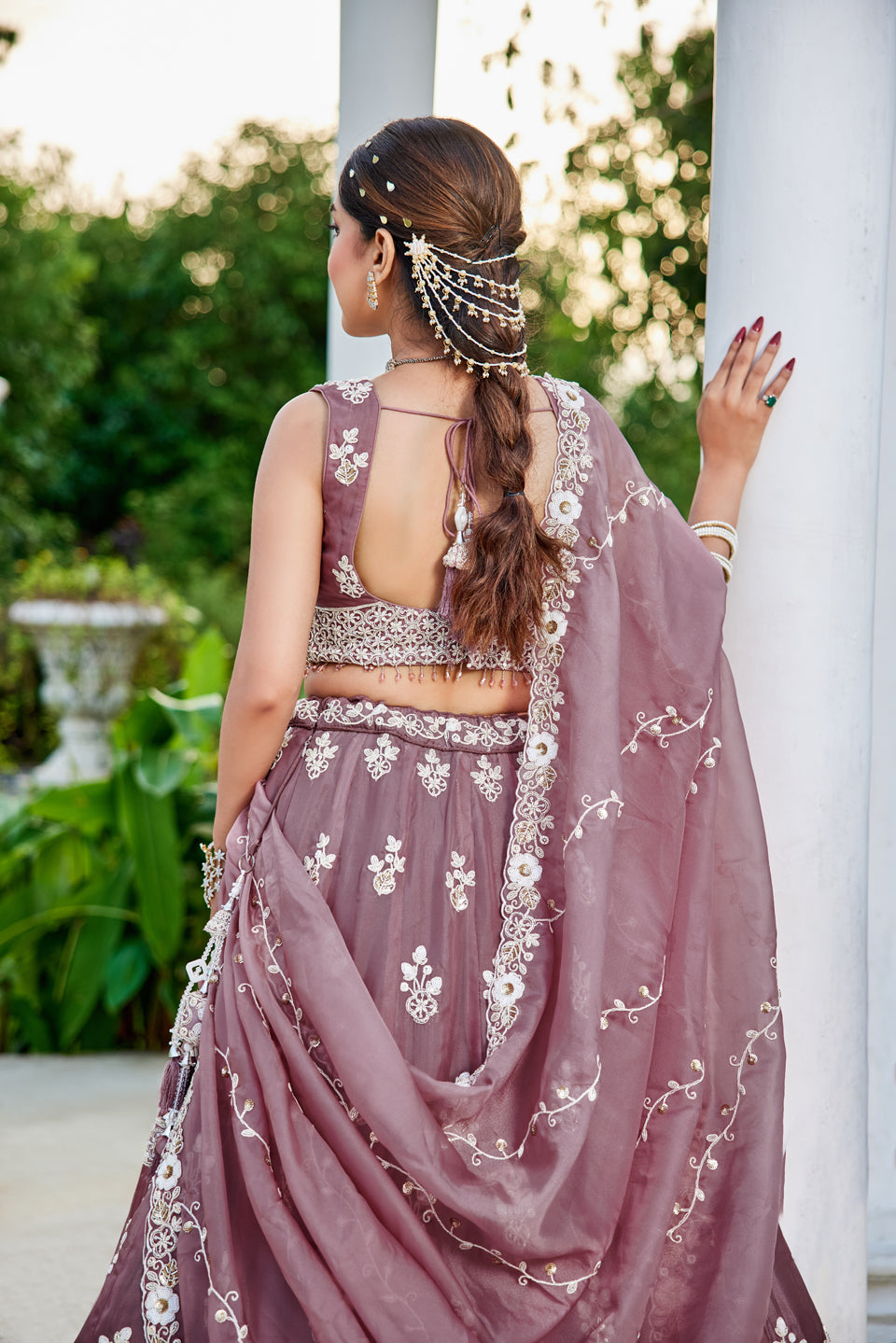 Phoolwari Purple Organza Lehenga Set