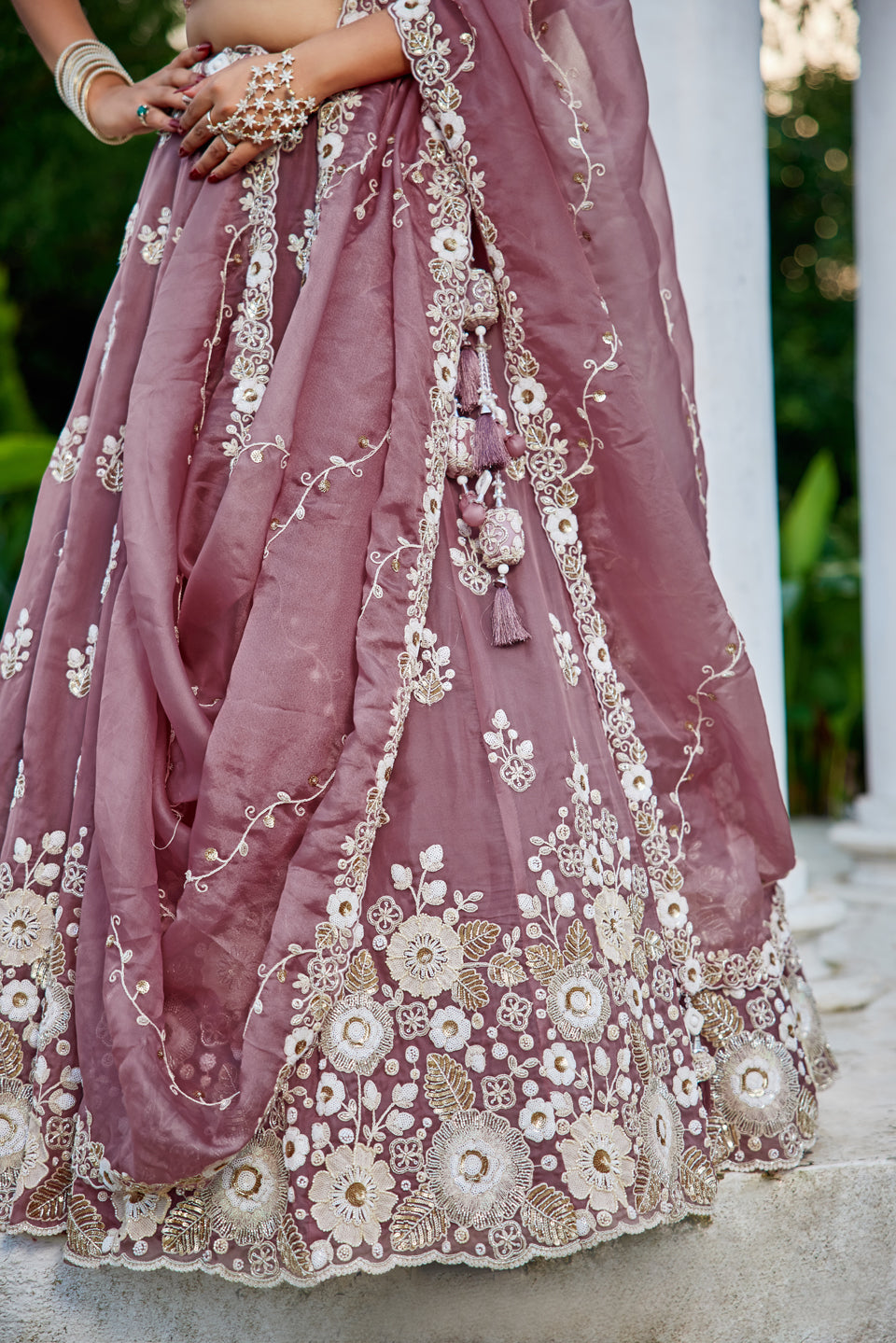 Phoolwari Purple Organza Lehenga Set
