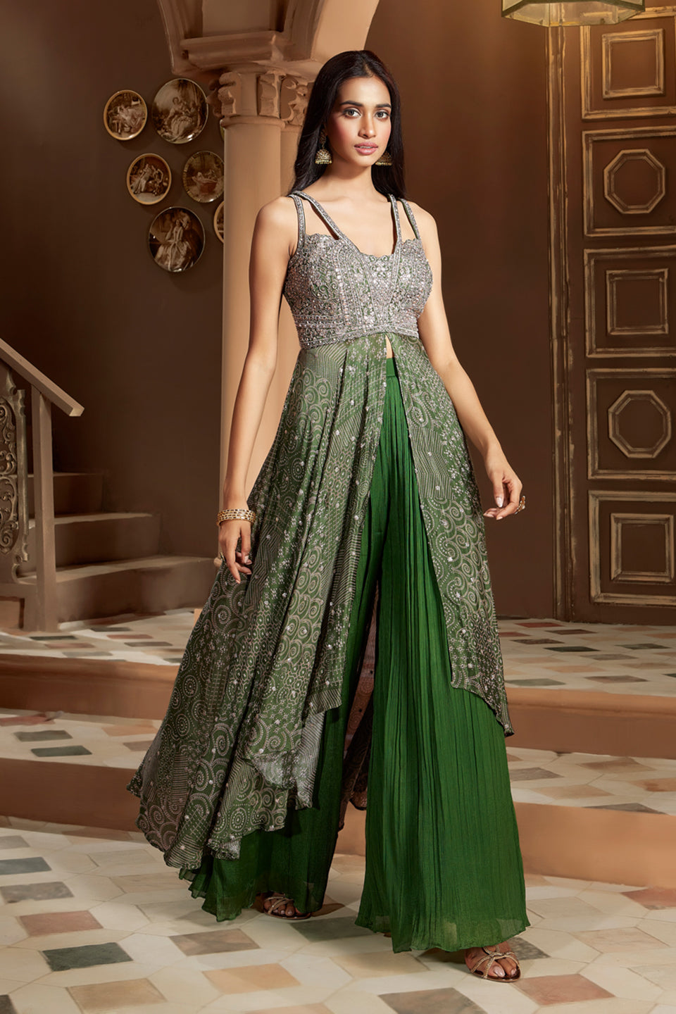 Zari Strap Bandhej Set