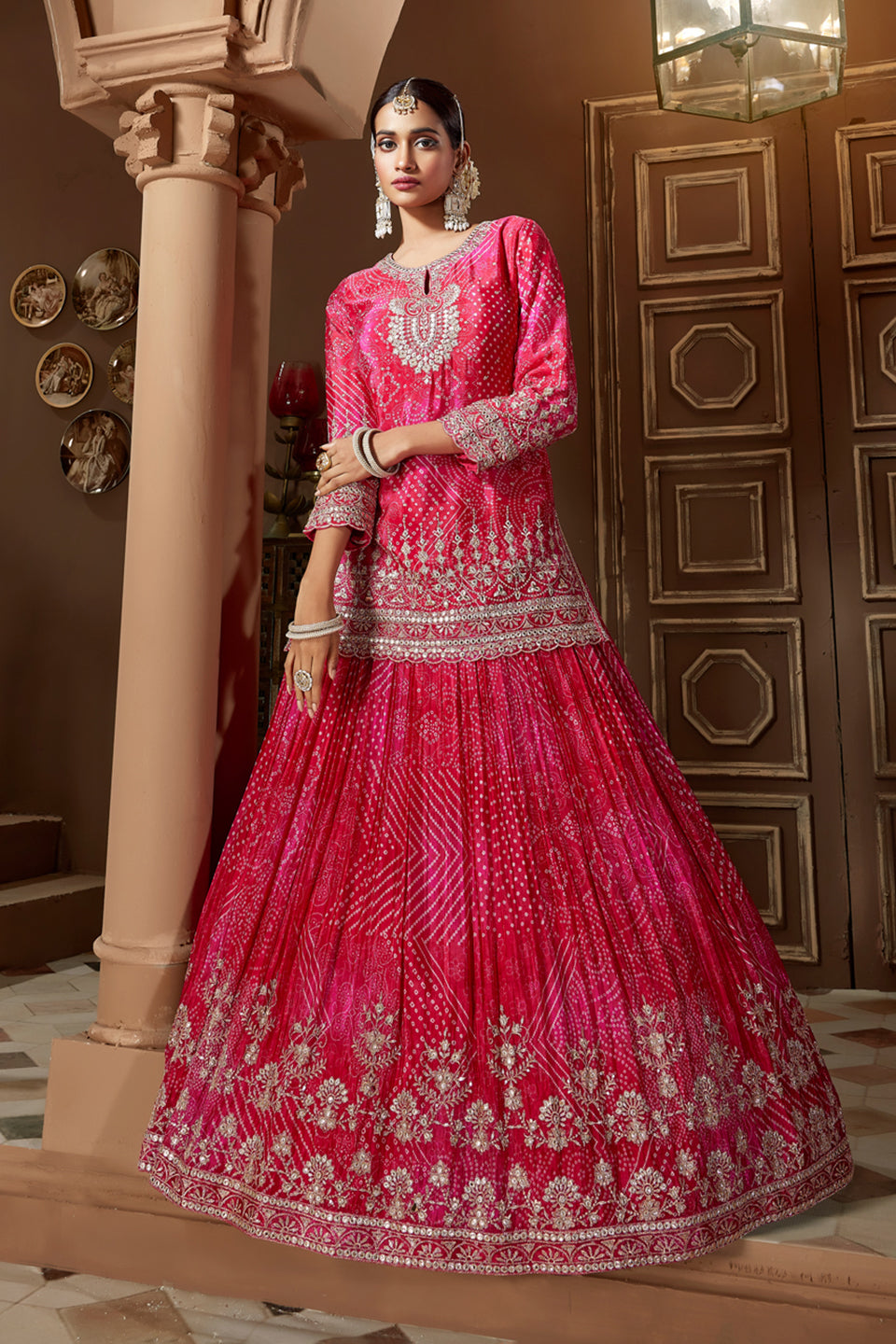 Bandhani Gota Georgette Lehenga