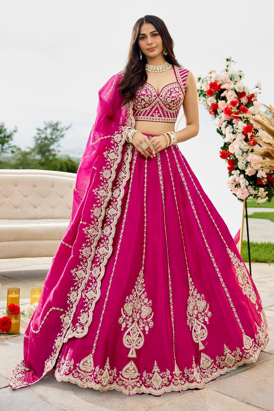 Gulabi Adaa Dark Pink Shimmer Lehenga Set