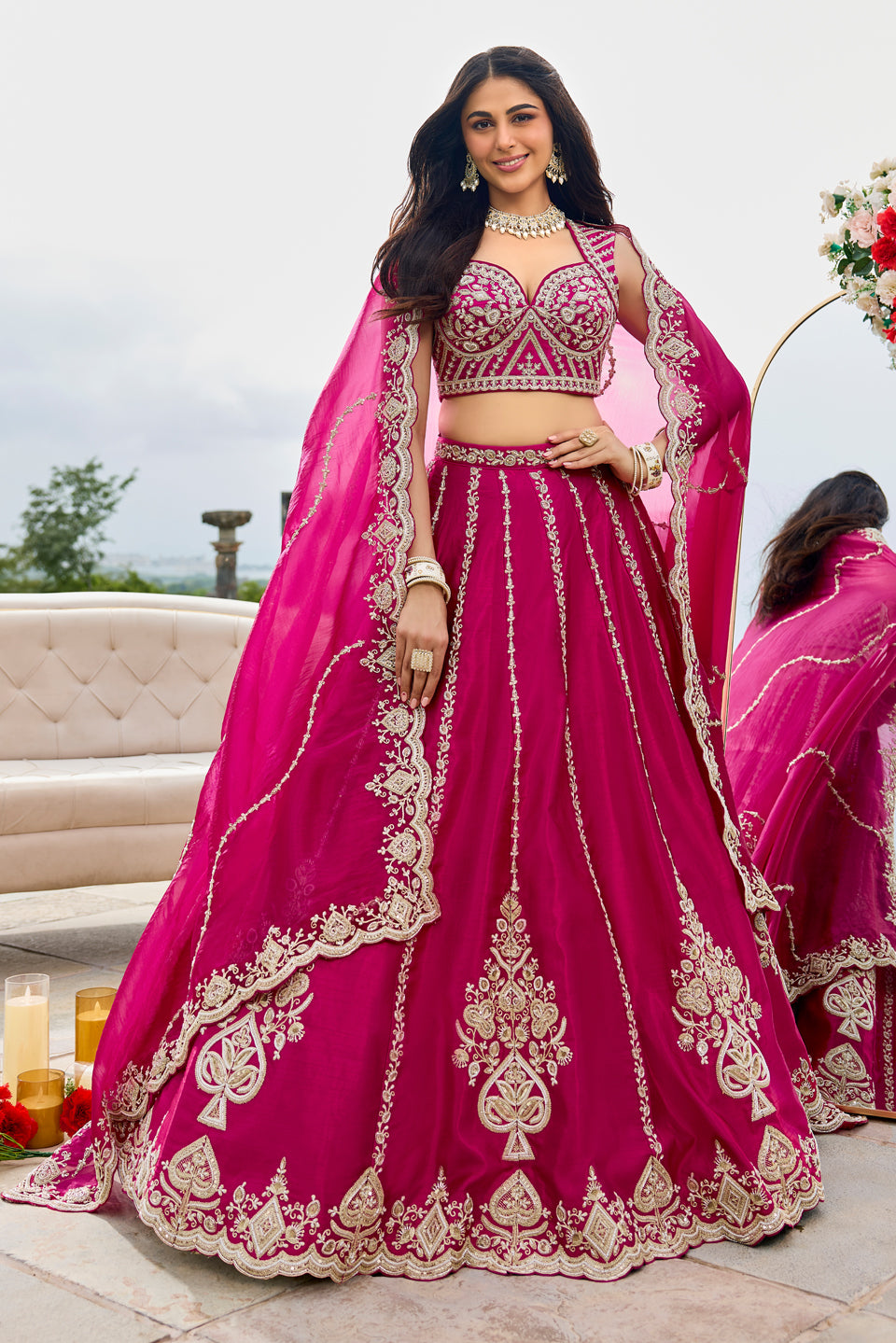 Gulabi Adaa Dark Pink Shimmer Lehenga Set