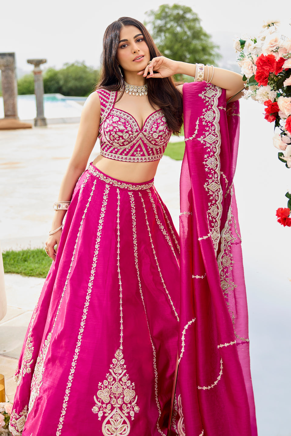 Gulabi Adaa Dark Pink Shimmer Lehenga Set