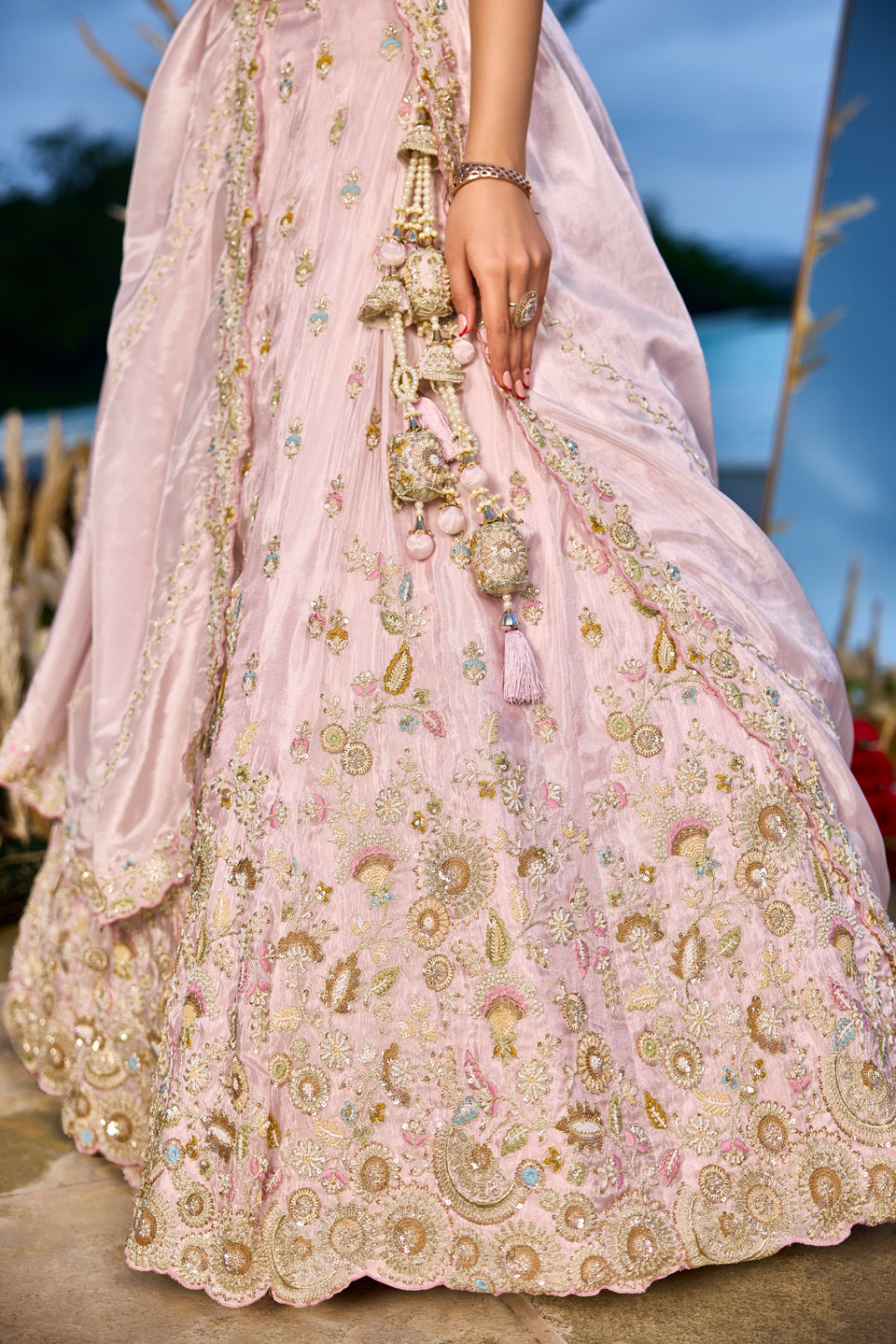 Gulabi Adaa Dark Pink Organza Lehenga Set