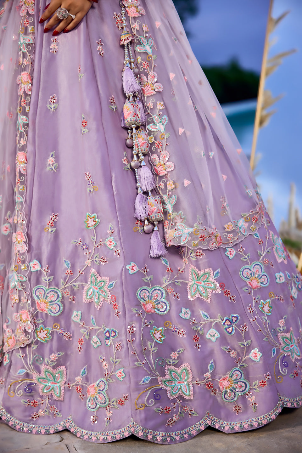 Noor-e-Lavanya Light Purple Shimmer Lehenga Set