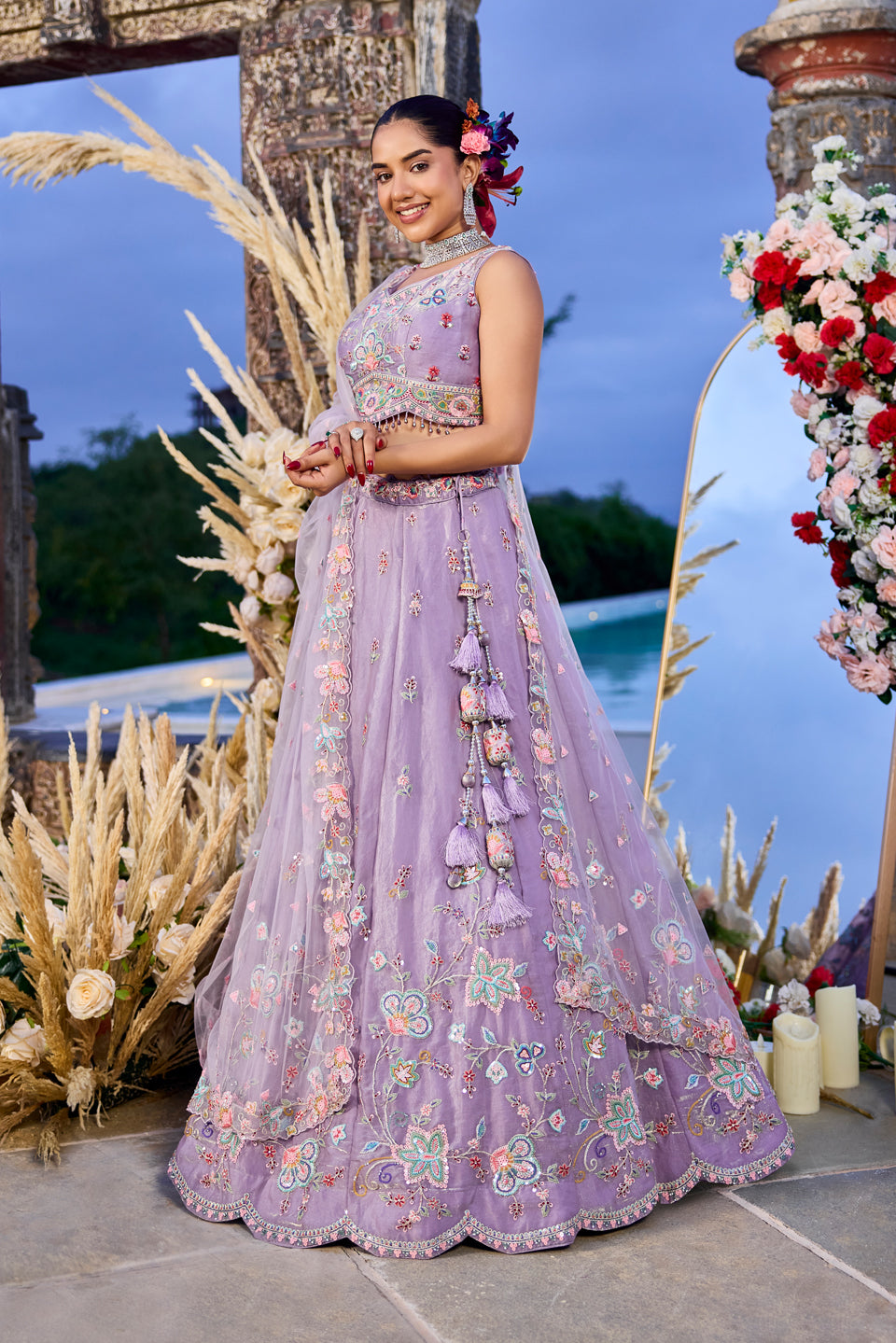 Noor-e-Lavanya Light Purple Shimmer Lehenga Set