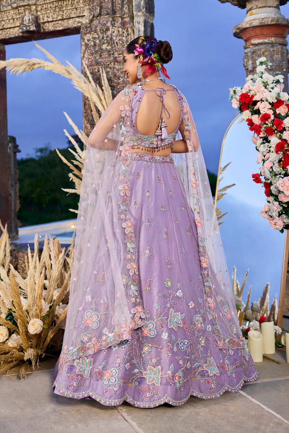 Noor-e-Lavanya Light Purple Shimmer Lehenga Set