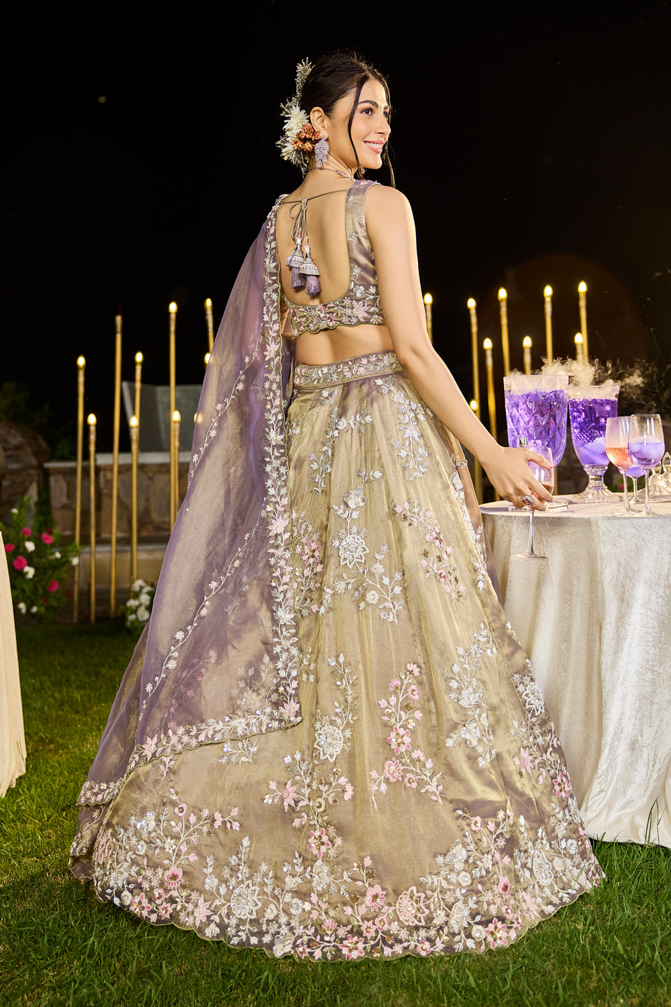 Gulbahaar Light Purple Organza Lehenga Set