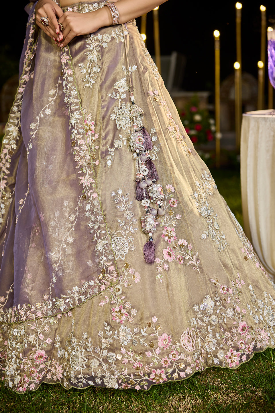 Gulbahaar Light Purple Organza Lehenga Set
