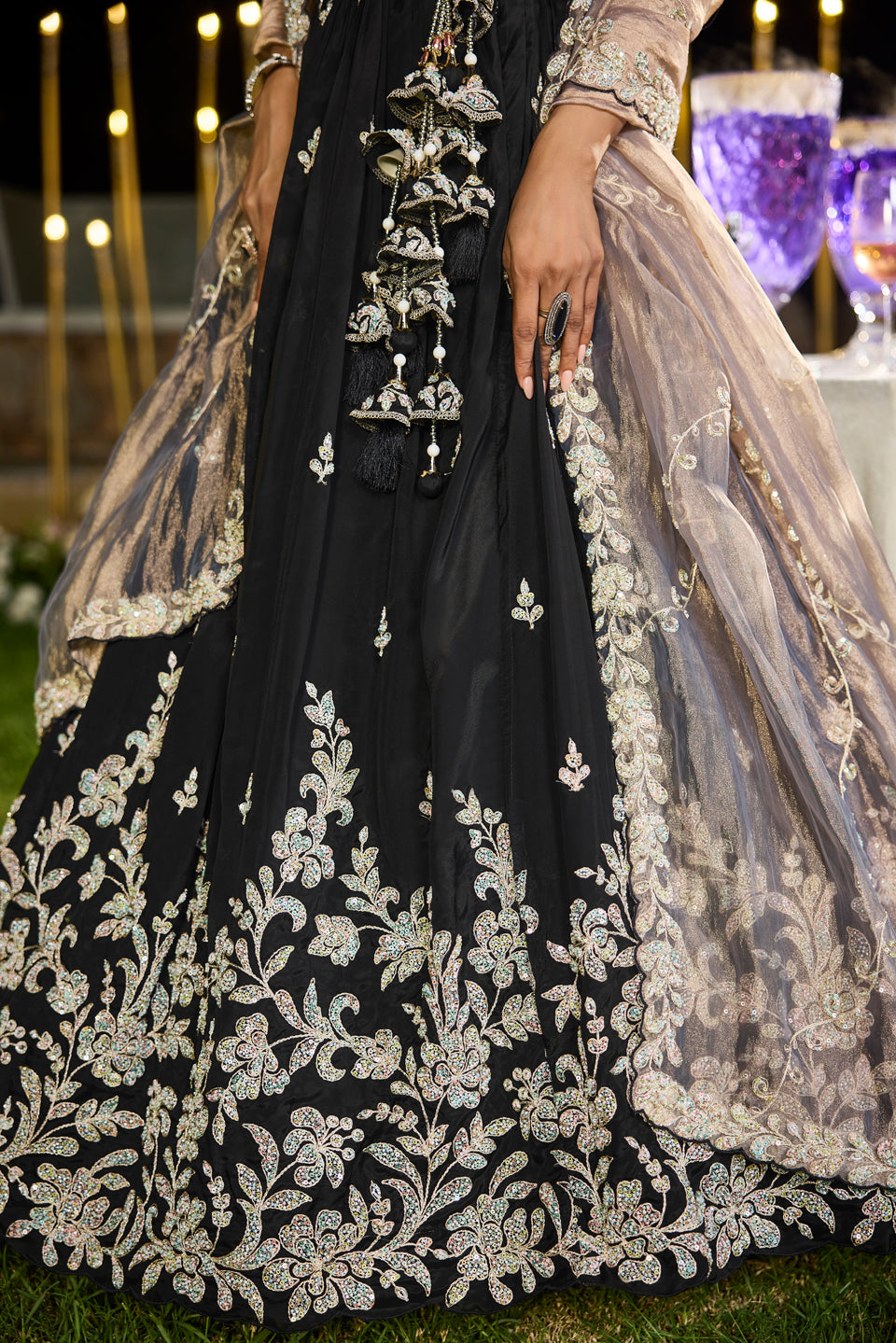 Sitarah Black Organza Lehenga Set