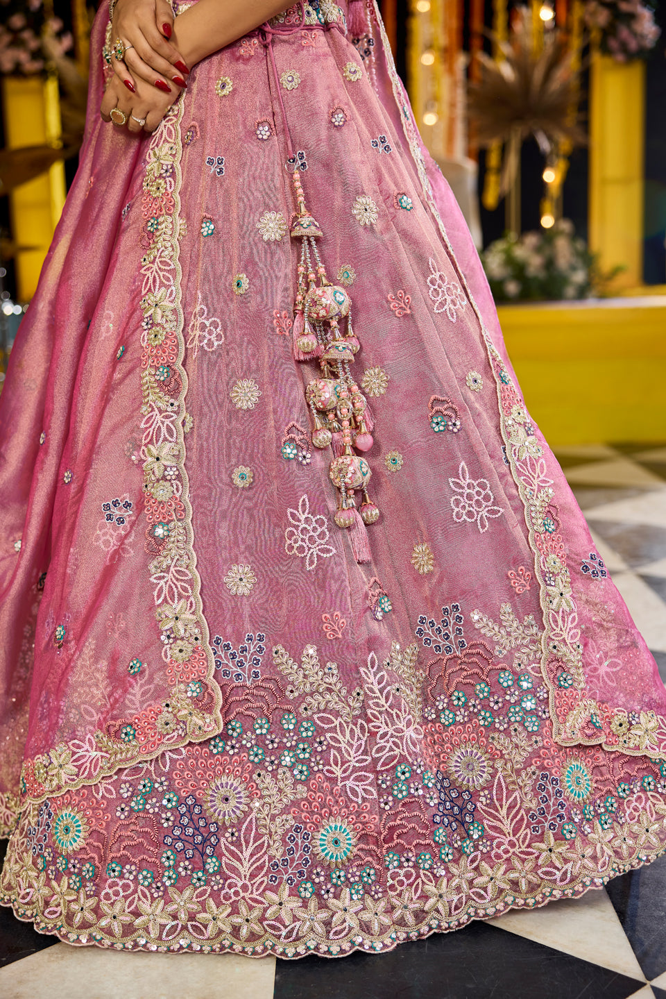 Gulabi Rooh Pink Organza Lehenga Set