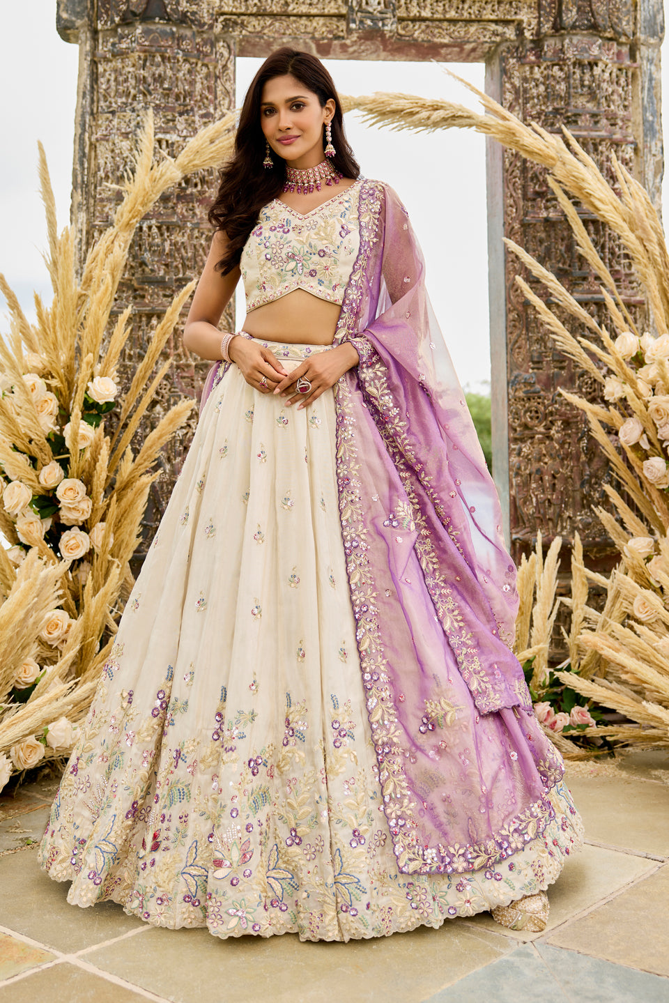 Rang-e-Bahar Multicolour Organza Lehenga Set