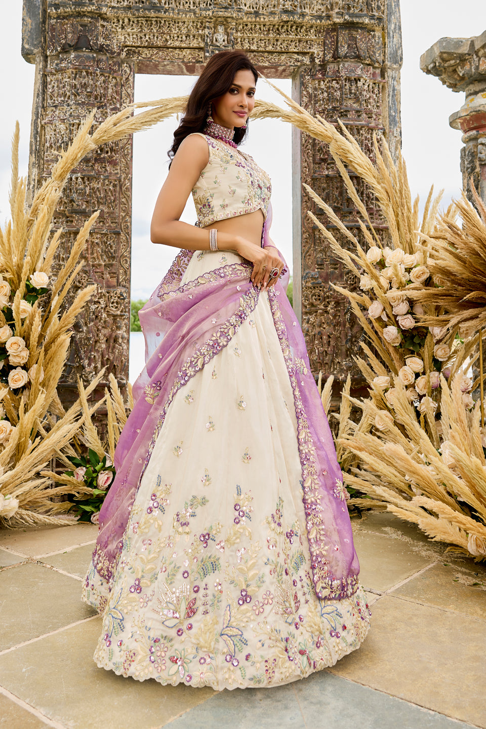 Rang-e-Bahar Multicolour Organza Lehenga Set
