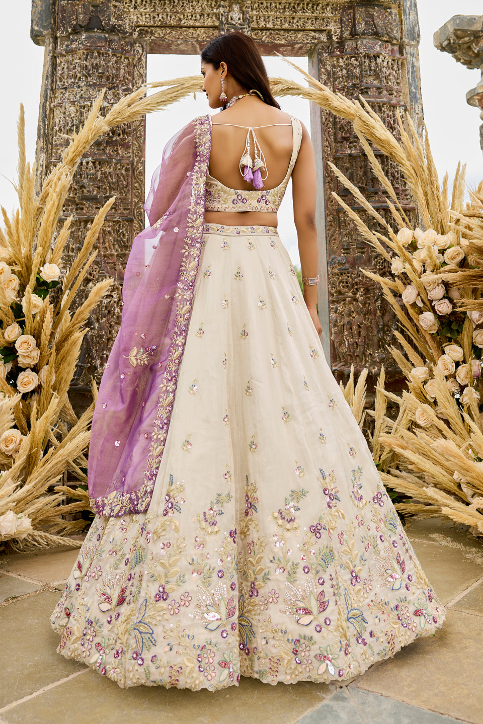 Rang-e-Bahar Multicolour Organza Lehenga Set