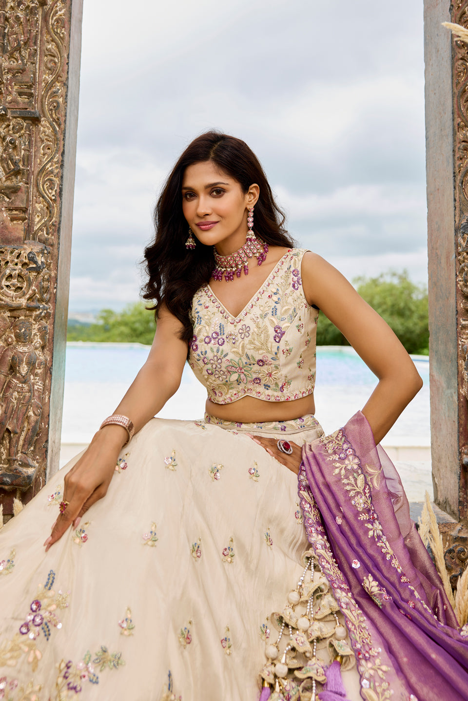 Rang-e-Bahar Multicolour Organza Lehenga Set