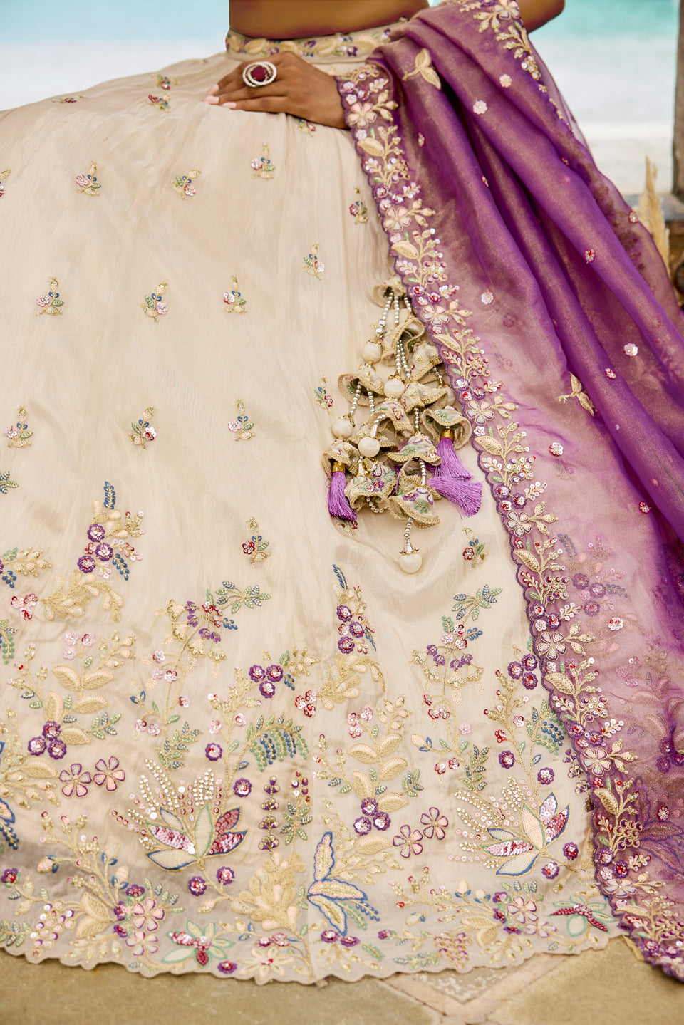 Rang-e-Bahar Multicolour Organza Lehenga Set