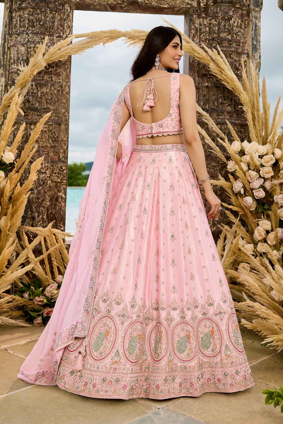 Sahiba Pink Organza Lehenga Set