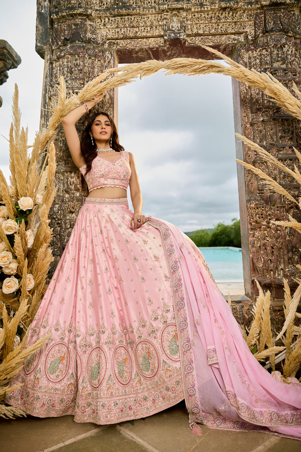 Sahiba Pink Organza Lehenga Set