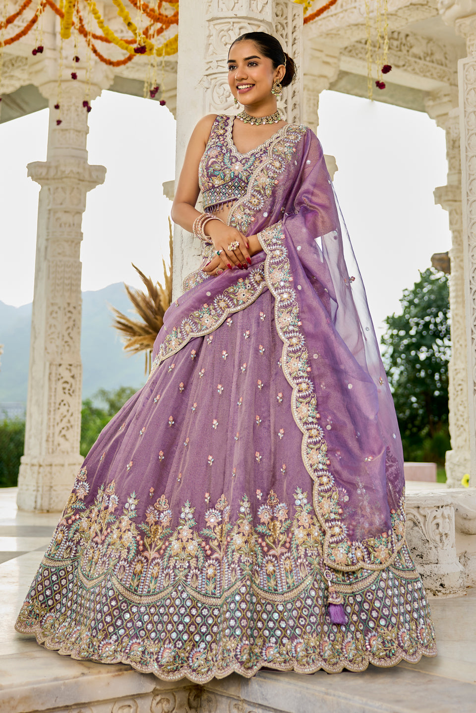 Zareen Baagh Lavender Organza Lehenga Set