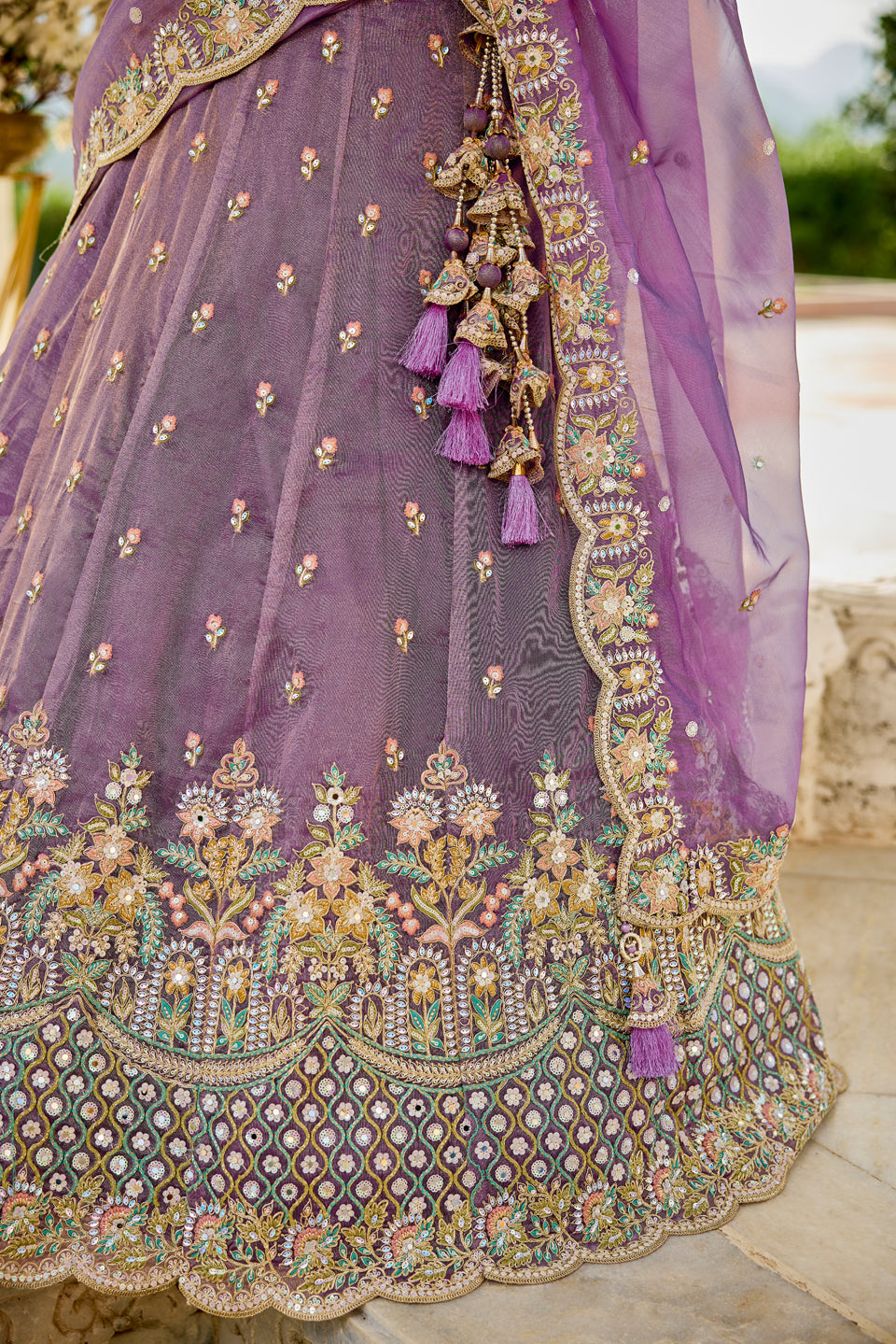 Zareen Baagh Lavender Organza Lehenga Set