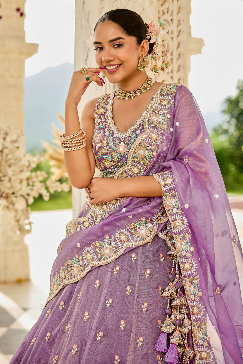 Zareen Baagh Lavender Organza Lehenga Set