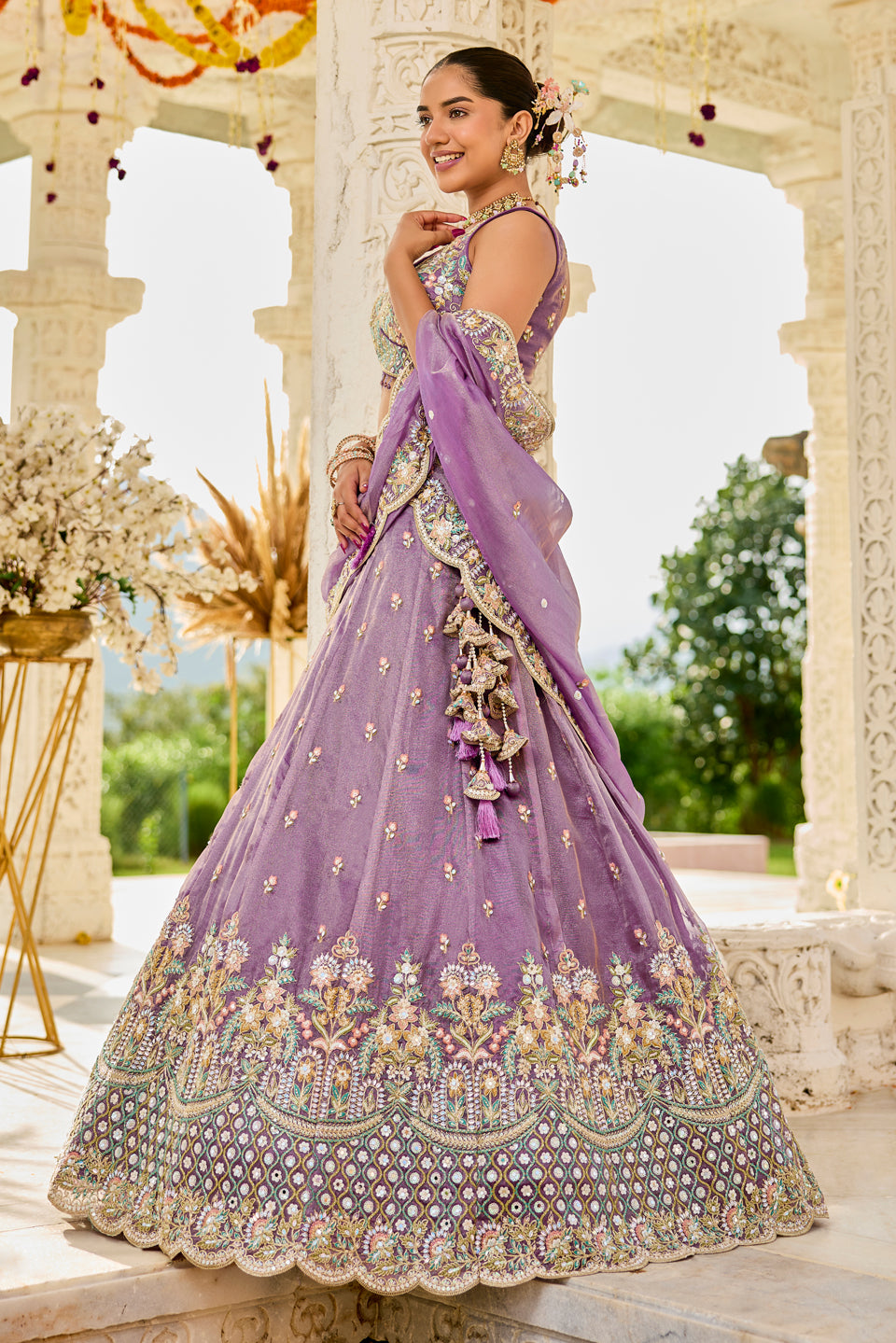 Zareen Baagh Lavender Organza Lehenga Set