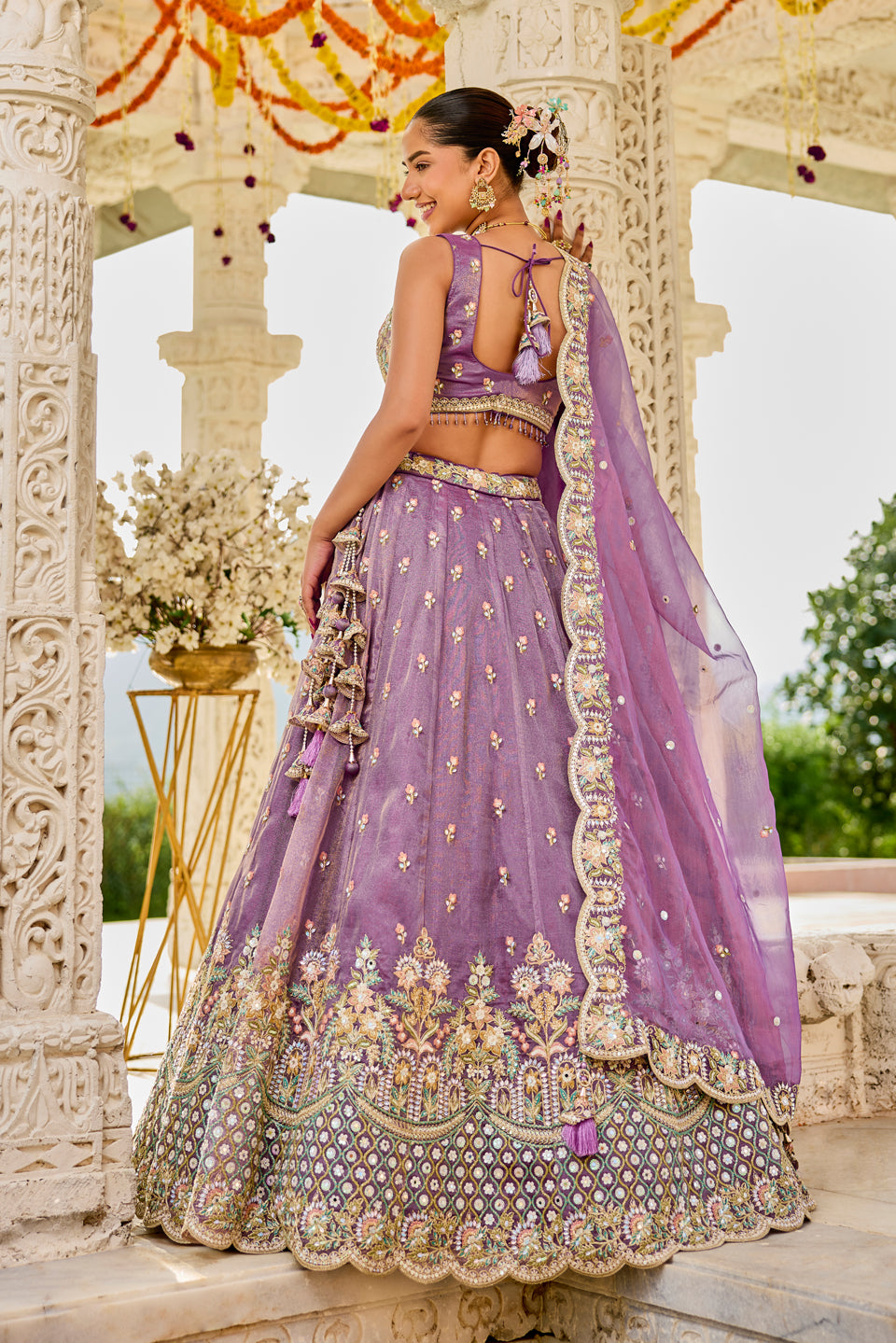 Zareen Baagh Lavender Organza Lehenga Set