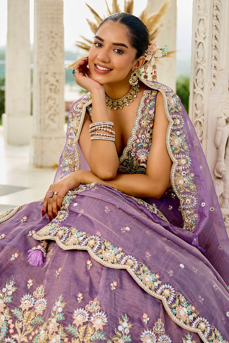 Zareen Baagh Lavender Organza Lehenga Set