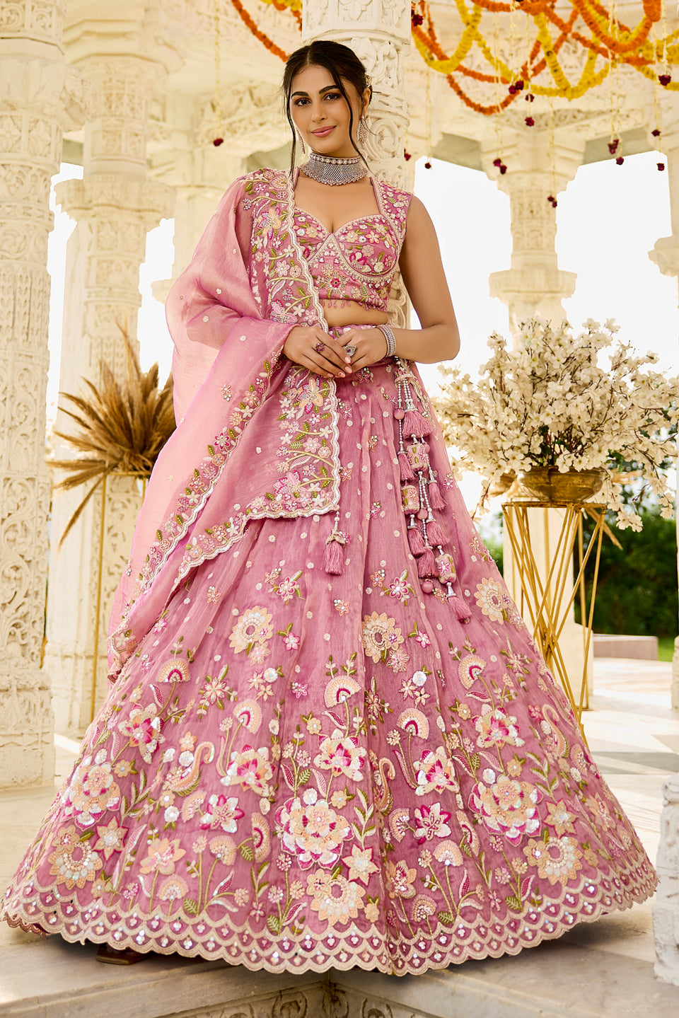 Gulabi Rooh Pink Organza Lehenga Set