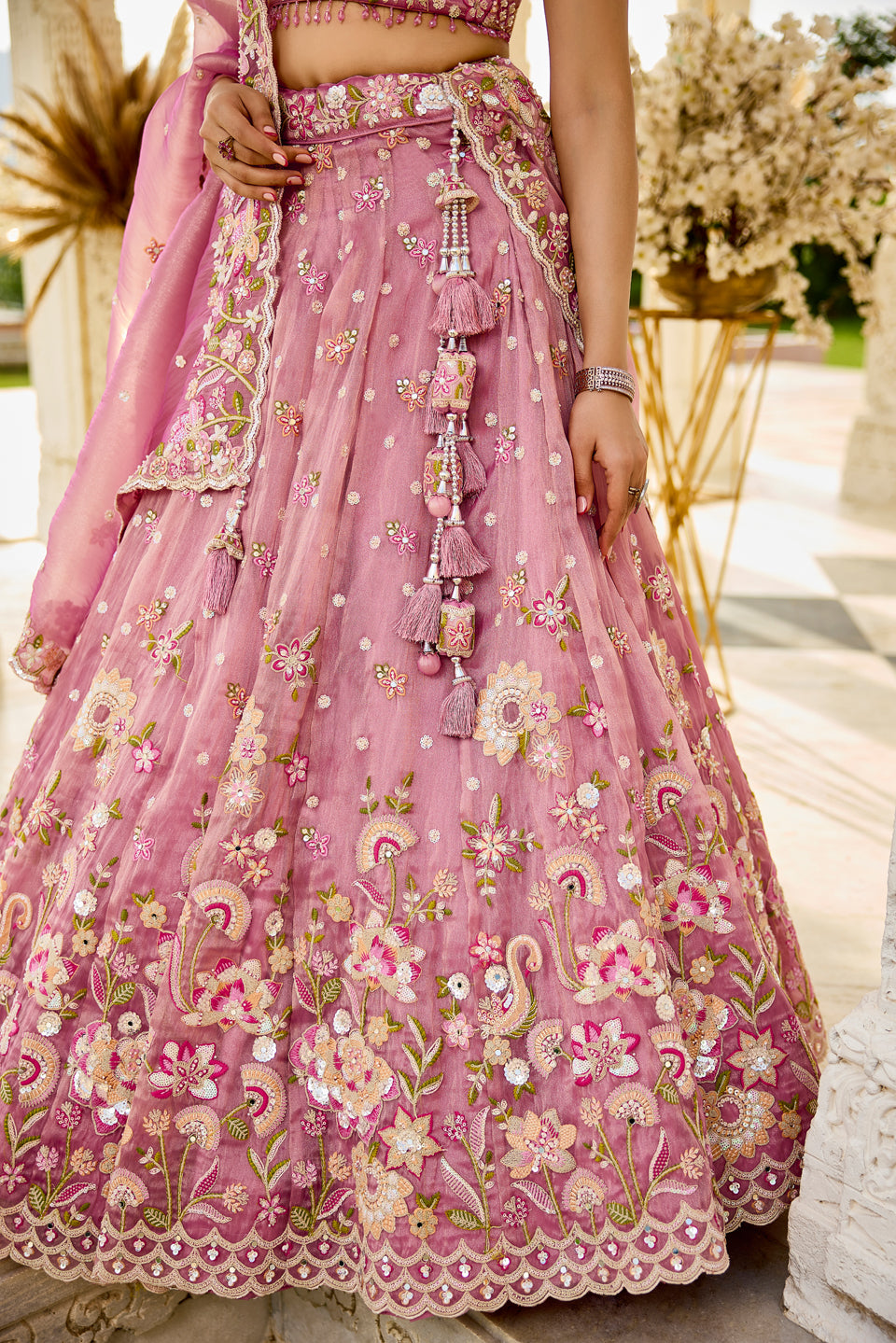 Gulabi Rooh Pink Organza Lehenga Set