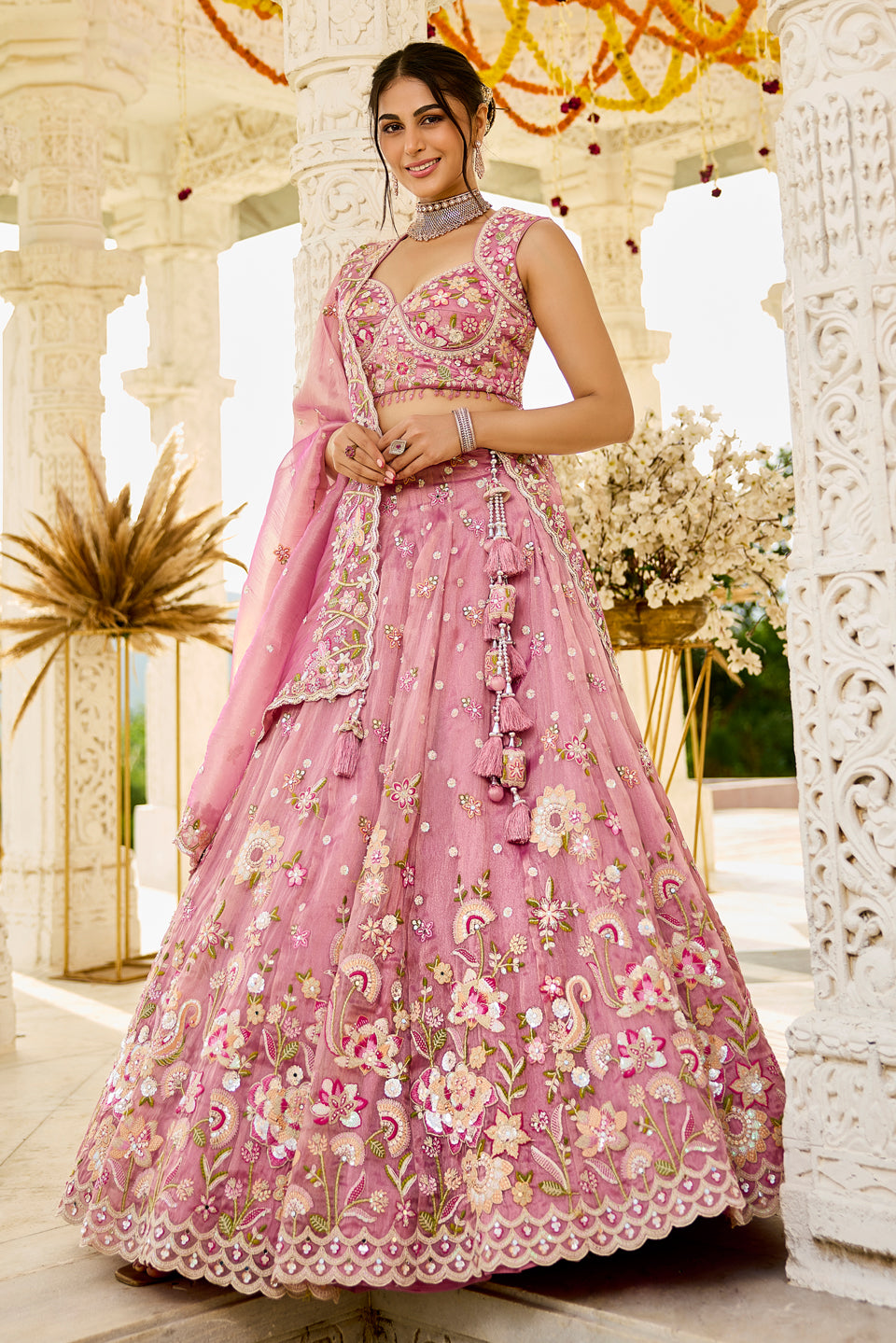 Gulabi Rooh Pink Organza Lehenga Set