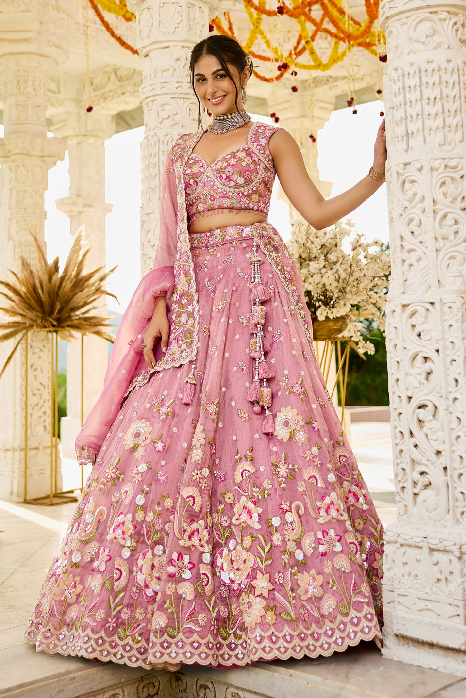 Gulabi Rooh Pink Organza Lehenga Set