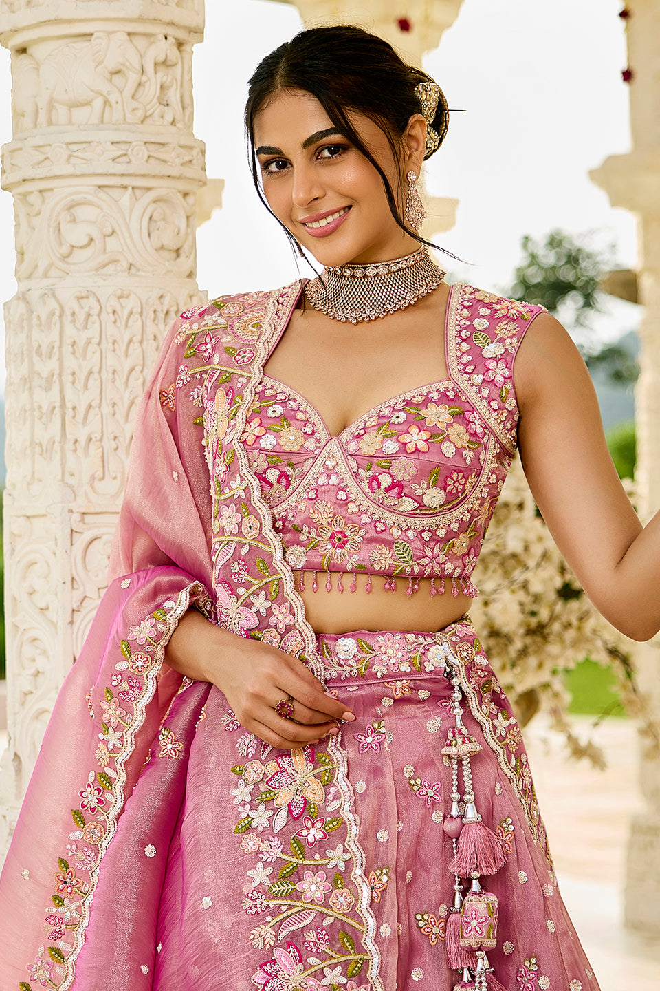 Gulabi Rooh Pink Organza Lehenga Set