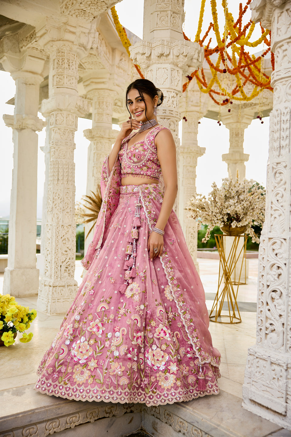 Gulabi Rooh Pink Organza Lehenga Set