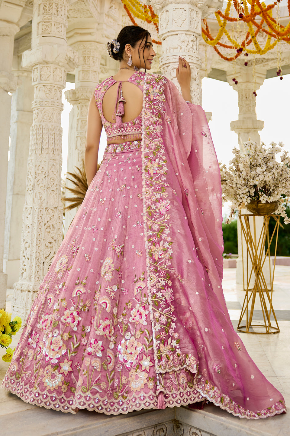 Gulabi Rooh Pink Organza Lehenga Set