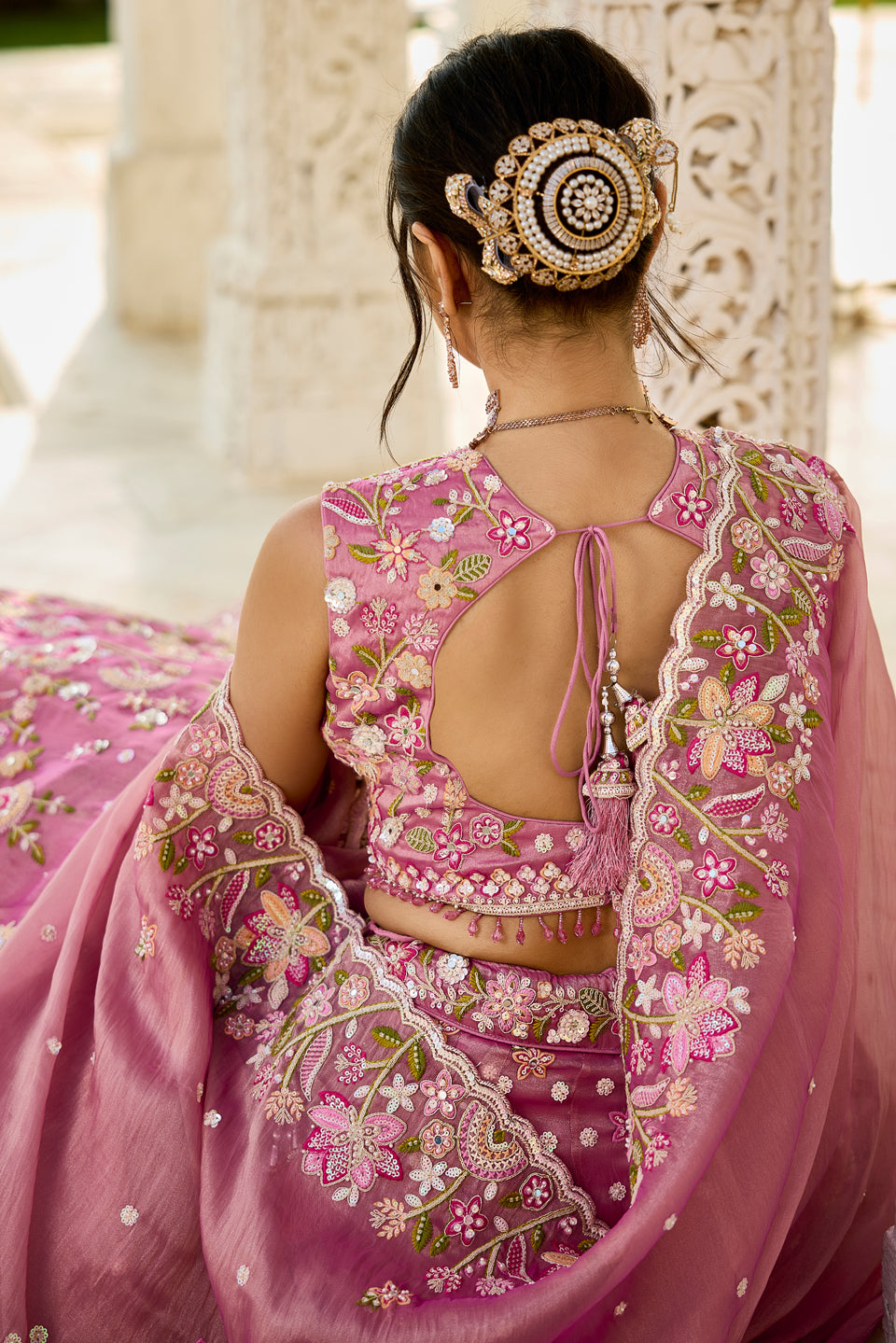 Gulabi Rooh Pink Organza Lehenga Set