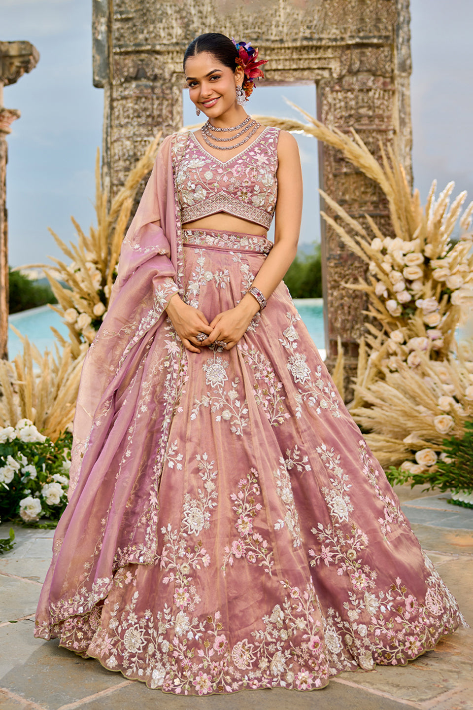 Gulabi Adaa Pink Organza Lehenga Set