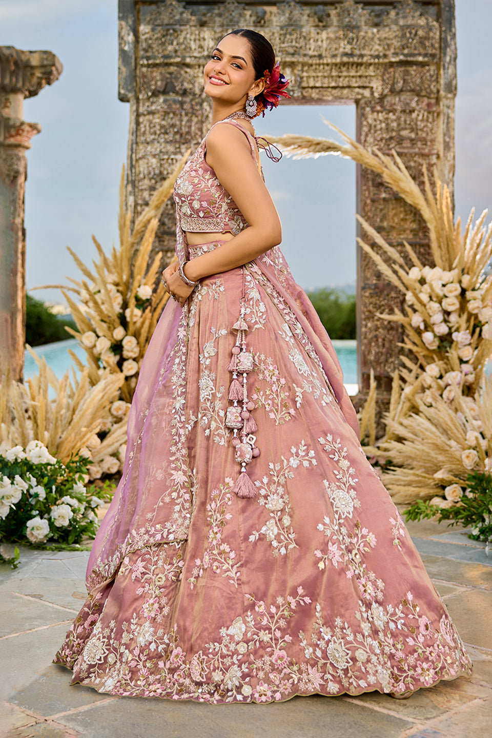 Gulabi Adaa Pink Organza Lehenga Set