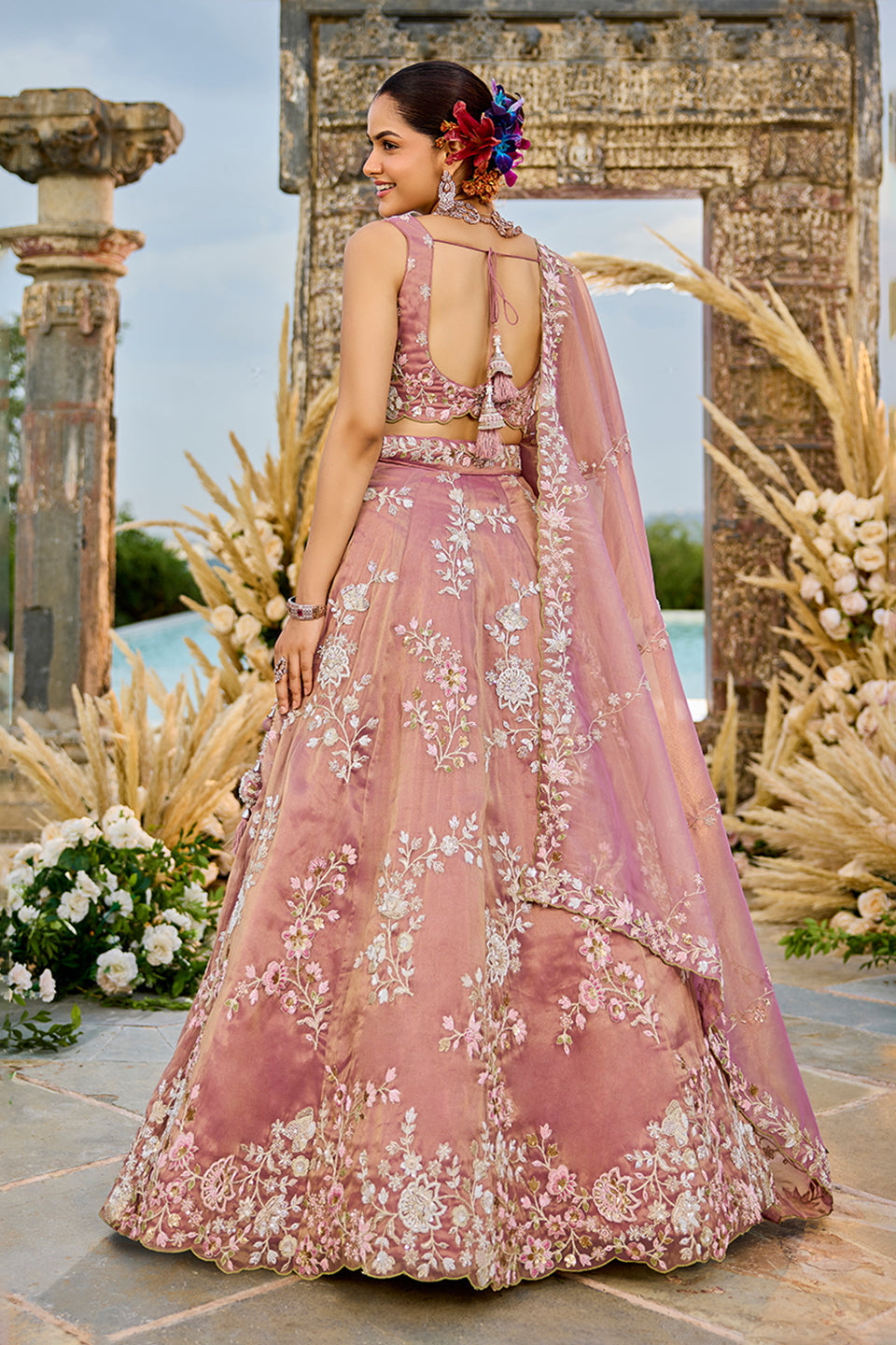 Gulabi Adaa Pink Organza Lehenga Set