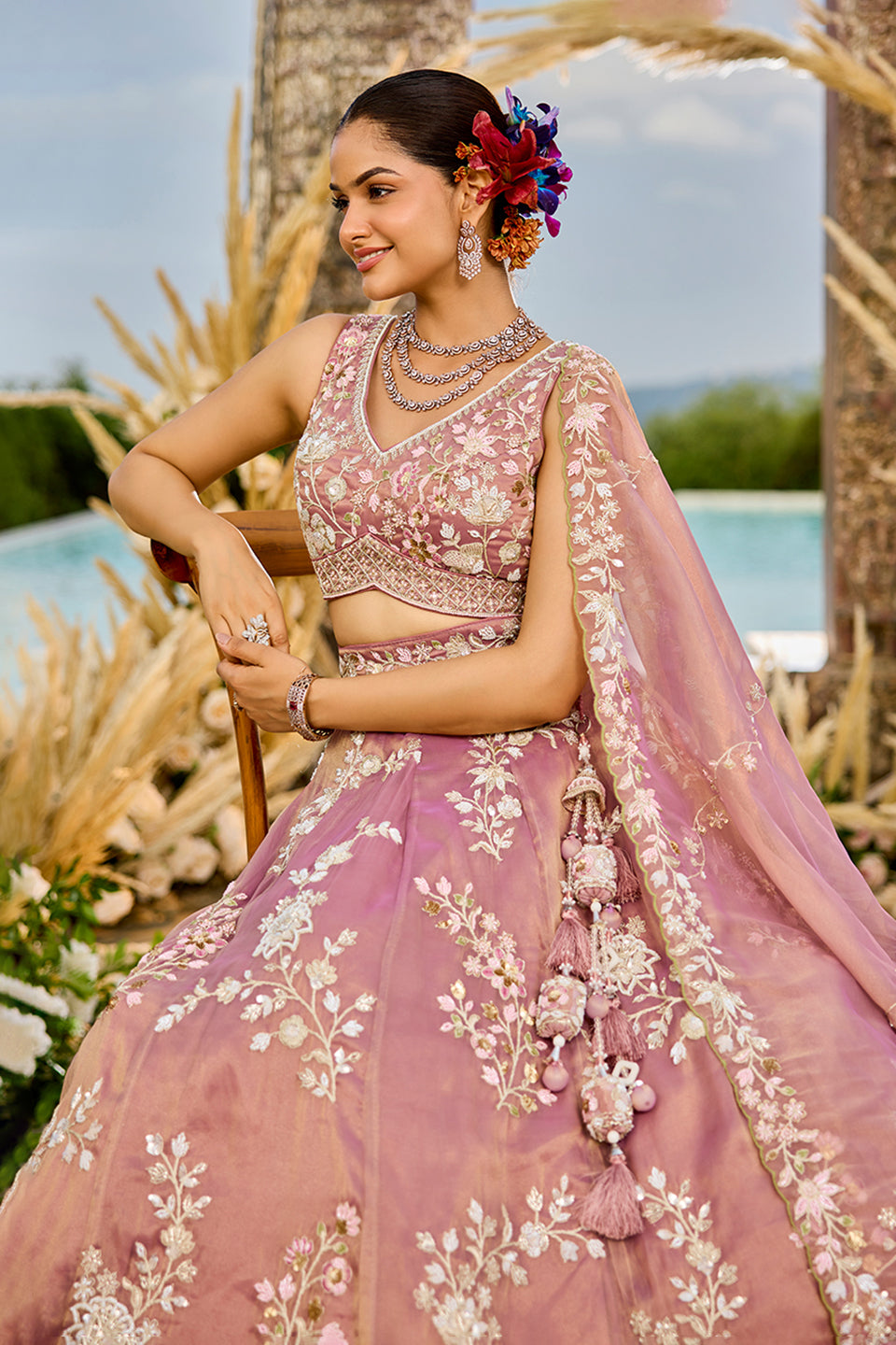 Gulabi Adaa Pink Organza Lehenga Set