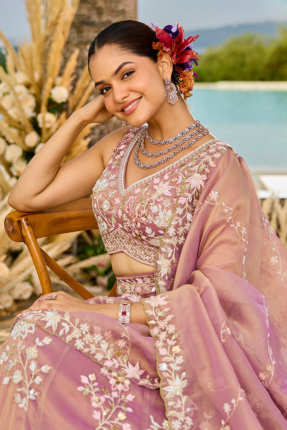 Gulabi Adaa Pink Organza Lehenga Set