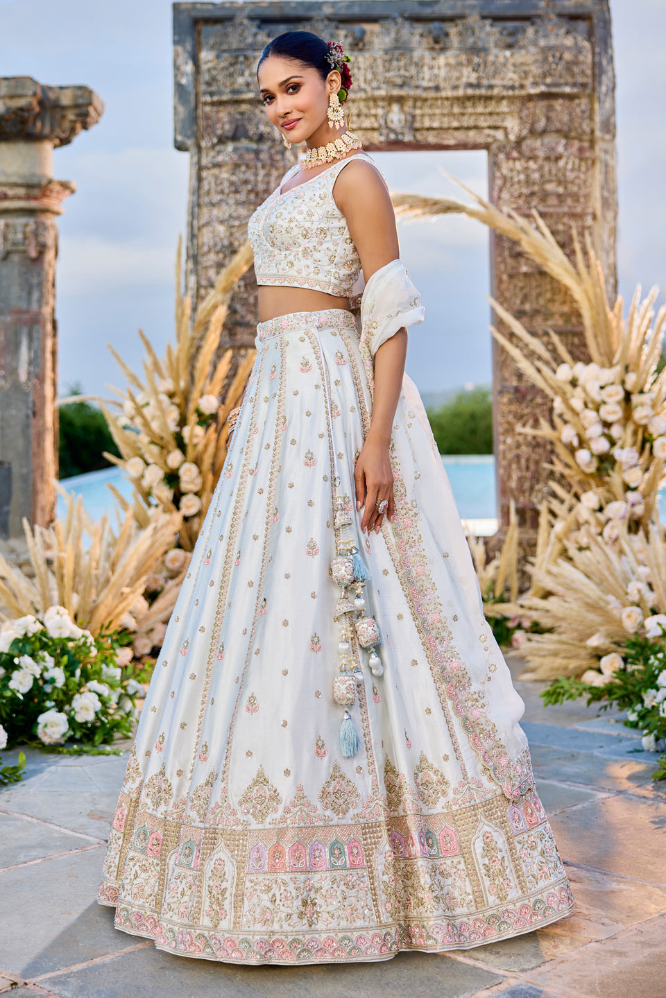 Noor-e-Safed White Organza Lehenga Set